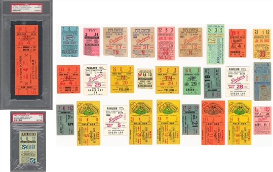 1950-60s Sandy Koufax Career Wins and Milestone Tickets Collection (29 Different)